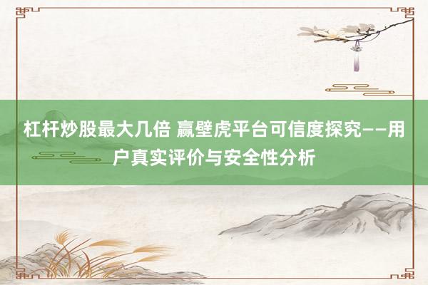 杠杆炒股最大几倍 赢壁虎平台可信度探究——用户真实评价与安全性分析