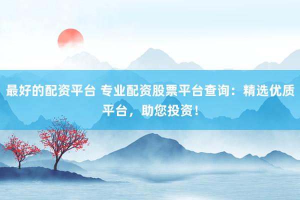 最好的配资平台 专业配资股票平台查询：精选优质平台，助您投资！