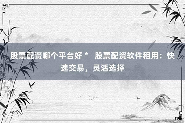 股票配资哪个平台好 *   股票配资软件租用：快速交易，灵活选择