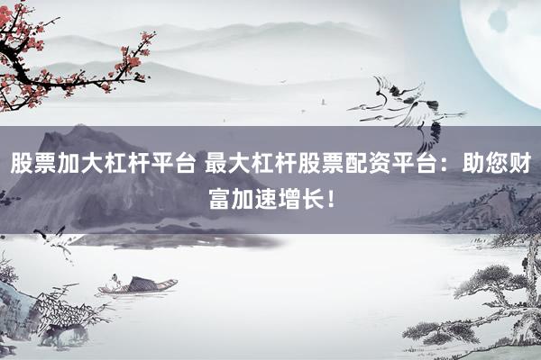 股票加大杠杆平台 最大杠杆股票配资平台：助您财富加速增长！