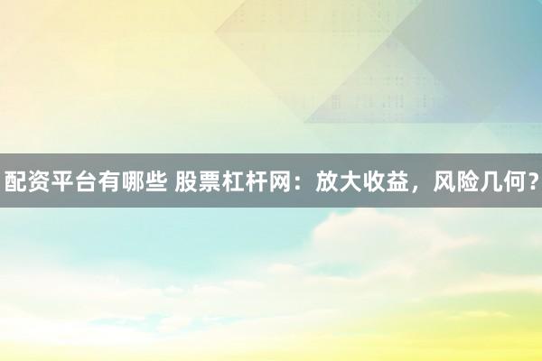 配资平台有哪些 股票杠杆网：放大收益，风险几何？
