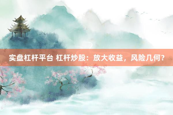 实盘杠杆平台 杠杆炒股：放大收益，风险几何？