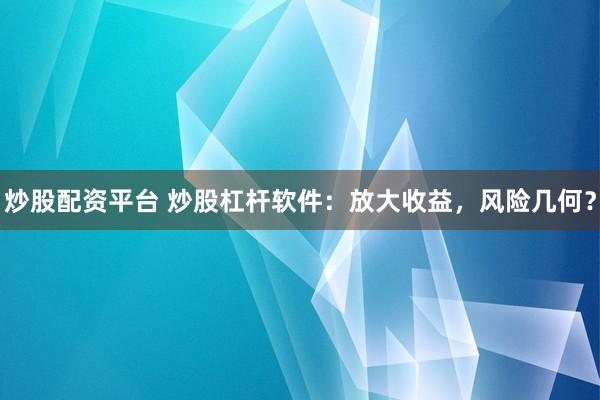 炒股配资平台 炒股杠杆软件：放大收益，风险几何？
