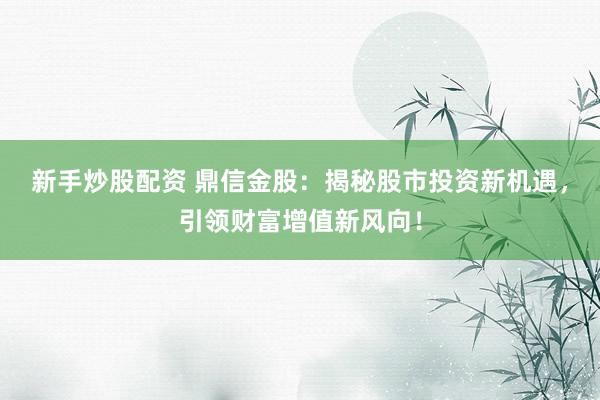 新手炒股配资 鼎信金股：揭秘股市投资新机遇，引领财富增值新风向！