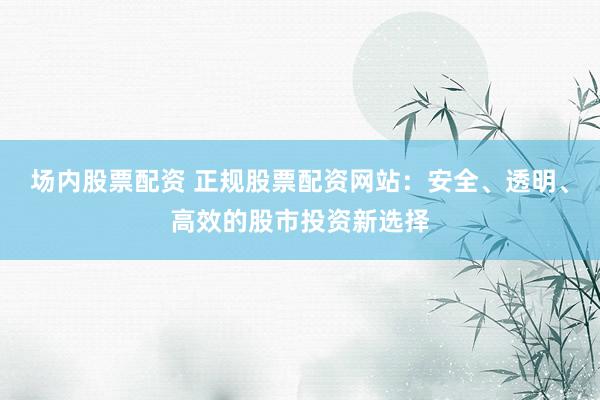 场内股票配资 正规股票配资网站：安全、透明、高效的股市投资新选择
