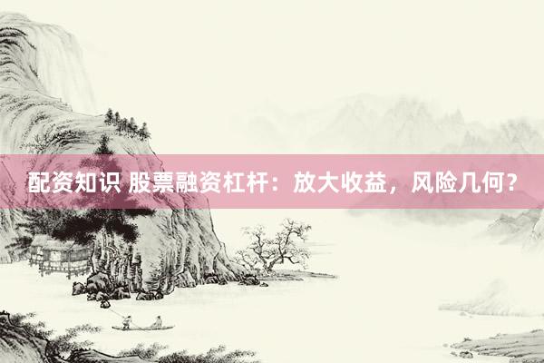 配资知识 股票融资杠杆：放大收益，风险几何？