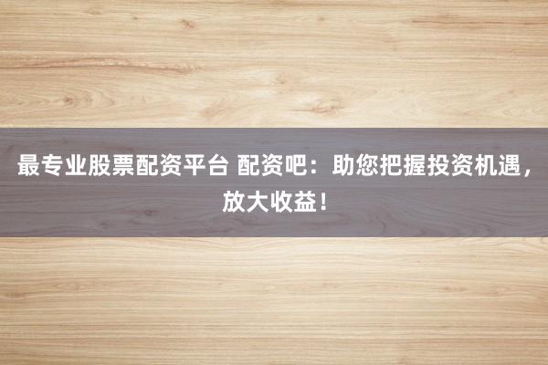 最专业股票配资平台 配资吧：助您把握投资机遇，放大收益！