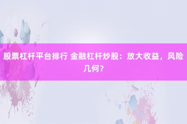 股票杠杆平台排行 金融杠杆炒股：放大收益，风险几何？