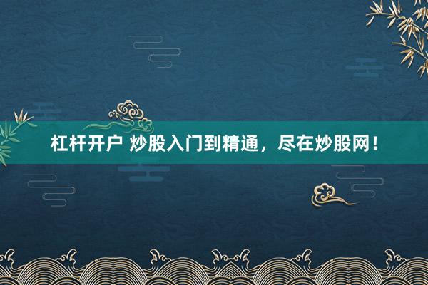 杠杆开户 炒股入门到精通，尽在炒股网！